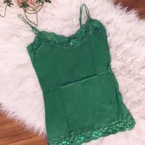 Lime green lace tank top